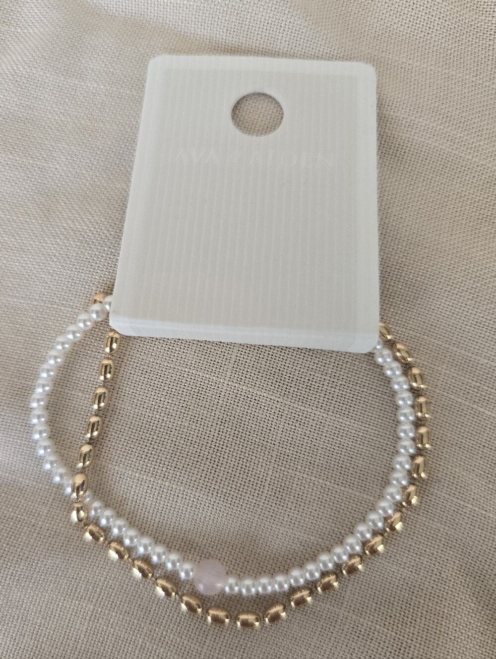 Gold & Pearl Stretch Bracelet Set with Pink Accent